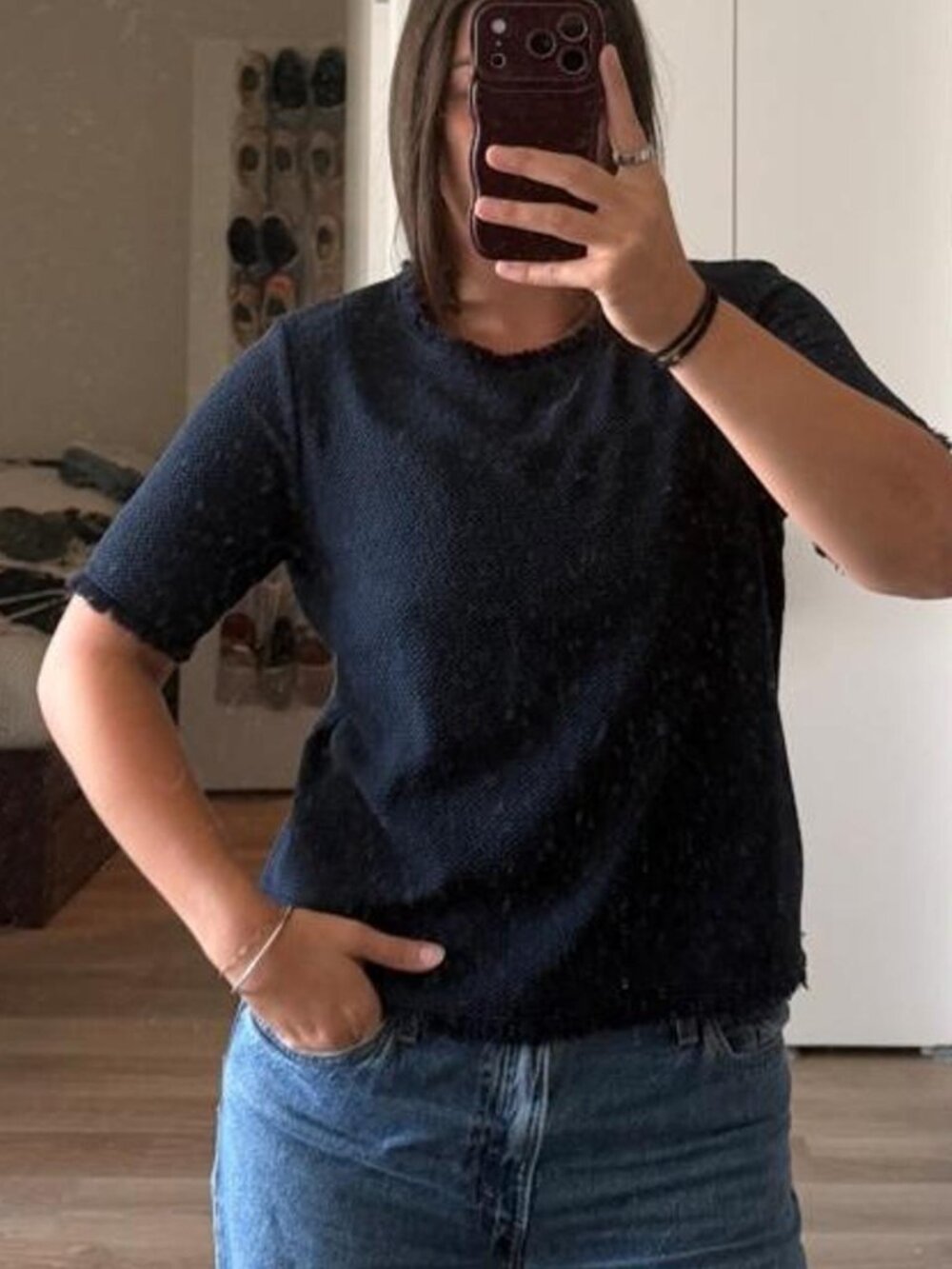 Women's Navy and Blue Blouse